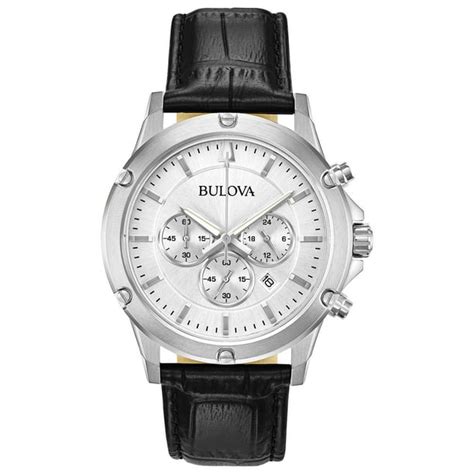 Bulova - Bulova Men's Chronograph Watch, Black Leather Strap - Walmart ...