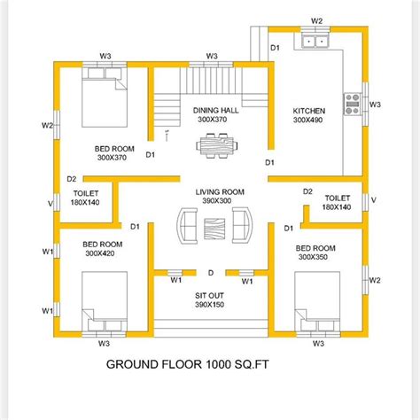 1000 Square Feet 3 Bedroom Single Floor Low budget House and Plan, 15 ...