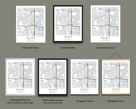 Edina MN City Map Print Edina Street Map Poster Edina City | Etsy