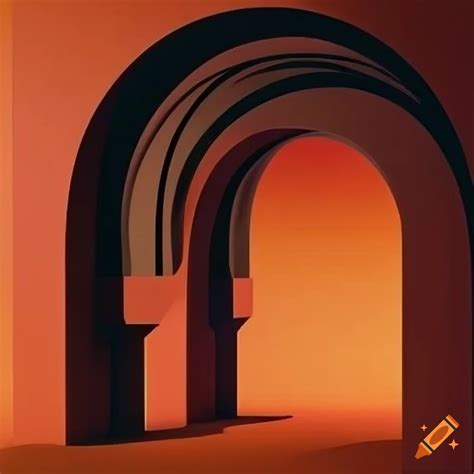 Architectural art with arches and geometric shapes