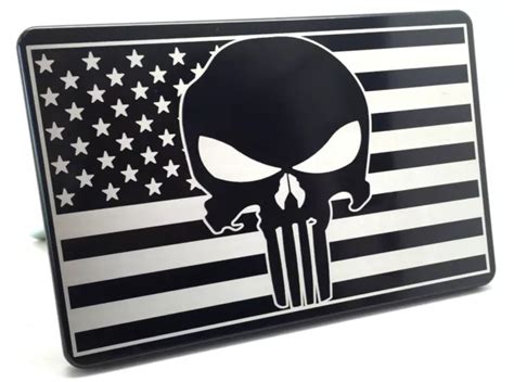 AMERICAN FLAG, PUNISHER Billet Aluminum Trailer Hitch Cover Plug, 4x6 $44.99 - PicClick