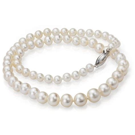 Blue Nile Graduated Freshwater Cultured Pearl Necklace with 14k White ...