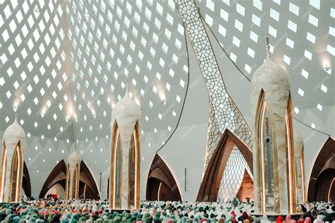 Premium Photo | Masjid Raya Al Jabbar interior, the beautiful inner dome of the grand Al Jabbar ...