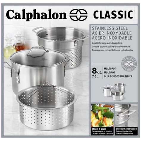 Calphalon Classic Stainless Steel 8 quart Stock Pot with Steamer and P ...