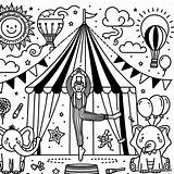 Coloring Page Of A circus With An acrobat Download Or Print For Free sketch template