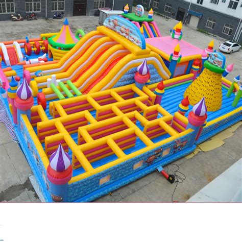 Inflatable castle outdoor large trampoline square park children's playground equipment ...