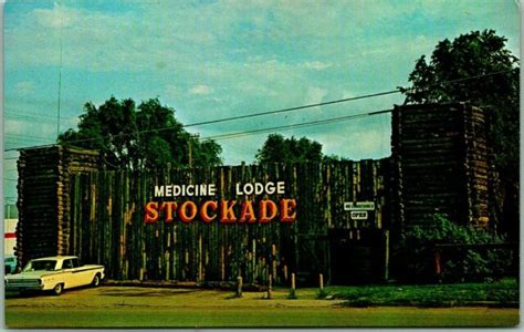 Medicine Lodge, Kansas Postcard "STOCKADE AND MUSEUM" Roadside c1960s ...