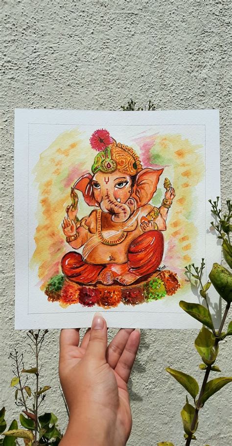 Ganpati Bappa drawing Ganpati sketch..watercolor Painting..Festival | Watercolor paintings ...