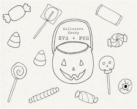 Halloween Candy Black And White Clip Art