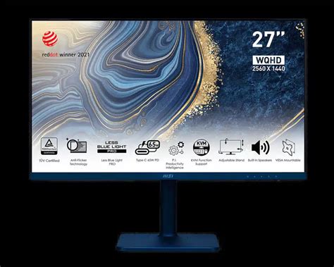 MSI Modern MD272QP 2K 2560x1440 IPS 1440P 75Hz Ultramarine Professional Monitor | Bermor Techzone