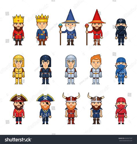 Set Diverse Medieval Fantasy Characters Funny Stock Vector (Royalty ...