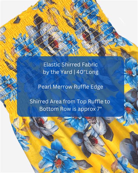 Smocked Shirred Fabric by the Yard | Bold Yellow Blue Floral Fabric