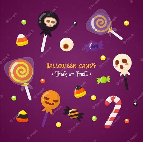 Premium Vector | Cute halloween candy pack