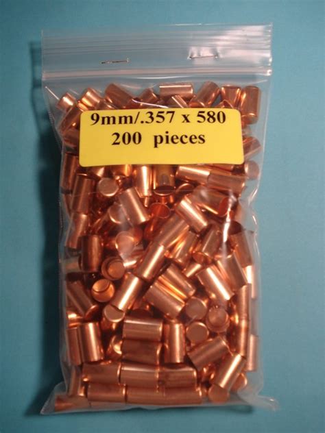 9mm x .580 Copper Jackets - Center x Bullets