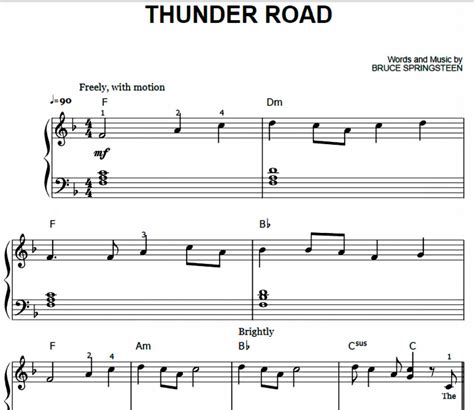 Bruce Springsteen - Thunder Road Free Sheet Music PDF for Piano | The ...