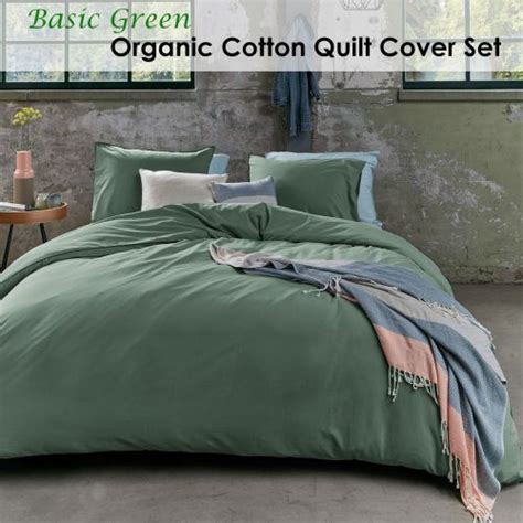 Organic Cotton Basic Green Quilt Cover Set by Bedding House