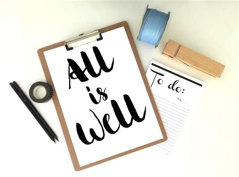 All is Well Printable All is Well Quote Print Motivational | Etsy