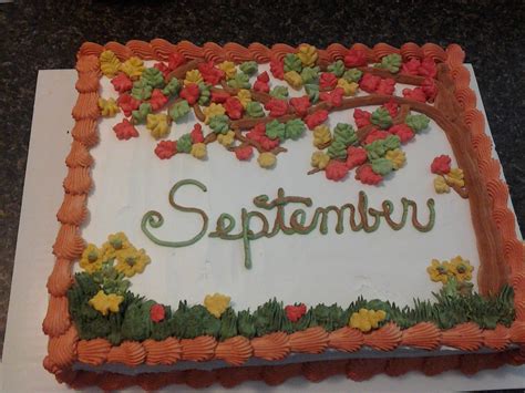 - Chocolate cake with whipped icing for September B-days at school! | Fall birthday cakes, Fall ...