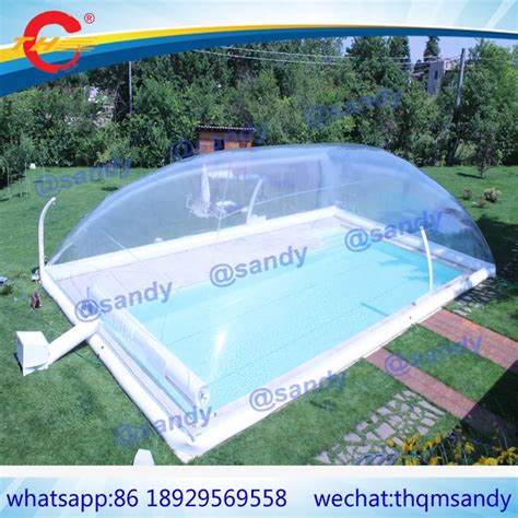 free air shipping,15*8m Outdoor transparent inflatable pool bubble dome ...