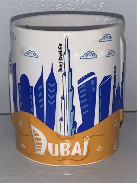 DUBAI COFFEE MUG Cup Tea Burj Al Arab Buej Khalifa 2 Sided Embossed $19 ...