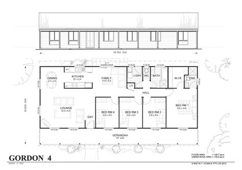 Gordon 4 - Met-Kit Homes - 4 Bedroom Steel Frame Kit Home Floor Plan ...