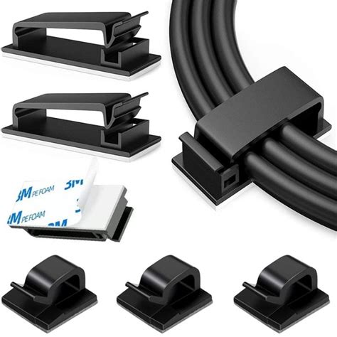 10 Pcs Self-adhesive Cable Organizer Wire Tie Cable Clamp Clips Holder Cable Management Clip ...