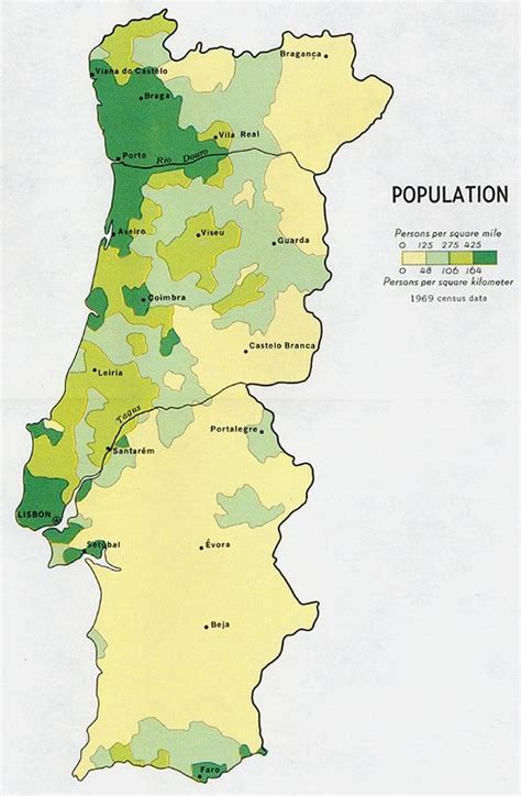 Portugal Population Density Map