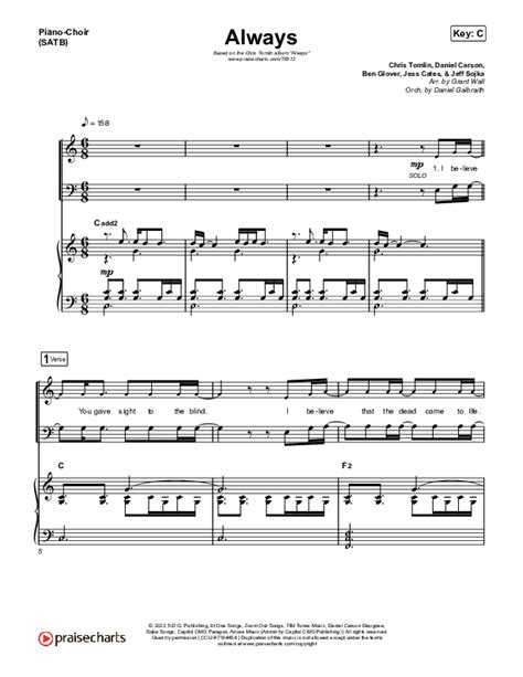 Always Sheet Music PDF (Chris Tomlin) - PraiseCharts