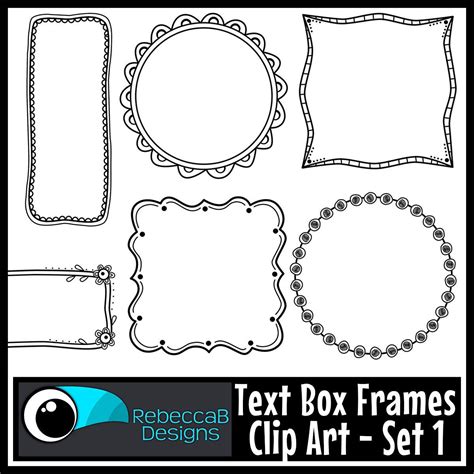 Text Box Border Frames Clip Art Set 1, Text Box Frames, Digital Clip Art Frames, Doodle Borders ...