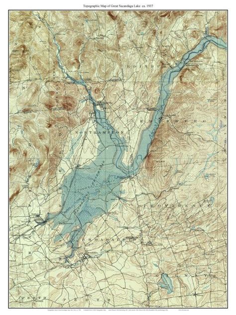 Great Sacandaga Lake 1937 USGS Old Topo Map close Up | Etsy | Topo map, Map, Lake