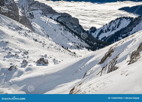 Beautiful Snow Covered Valley in Swiss Alps Near Mount Pilatus Stock Photo - Image of exterior ...