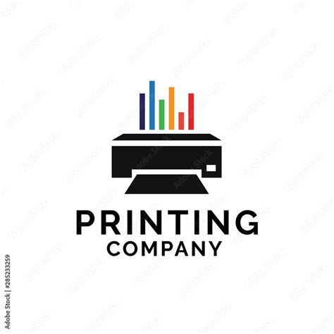 Printing company logo design with printer graphics and colorful chart lines illustration Stock ...