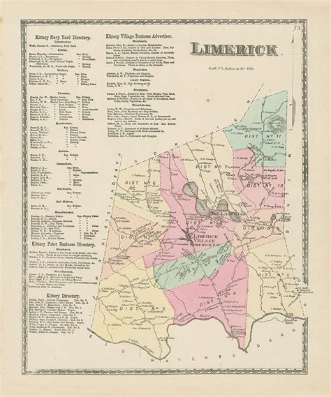 Town of LIMERICK Maine 1872 Map | Etsy