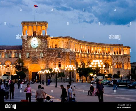 Republic Square at night, Yerevan, Armenia Stock Photo - Alamy