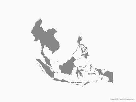 Printable Vector Map of Southeast Asia - Single Color | Free Vector Maps