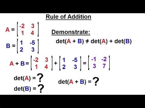 Linear Algebra: Ch 2 - Determinants (30 of 48) Rule of Addition: 2x2 Determinants - YouTube