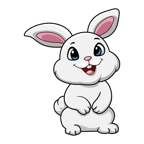 Cute white rabbit cartoon standing 28677365 Vector Art at Vecteezy