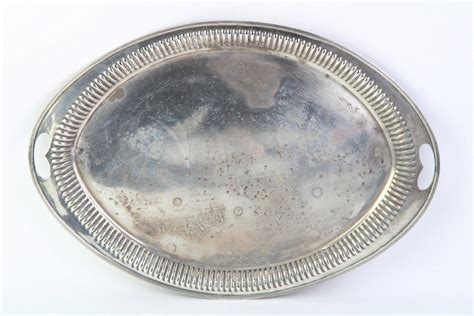 Sterling Silver Oval Tray with Gadrooned Edges and Monogram - Trays, Salvers, Waiters and Plates ...