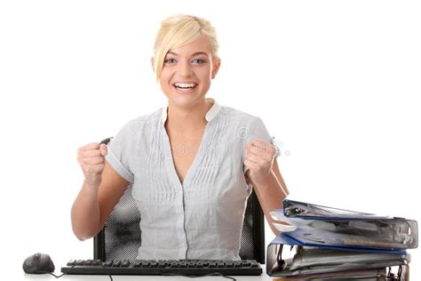 Young Woman Working with Computer Stock Image - Image of angry, beauty: 11128595