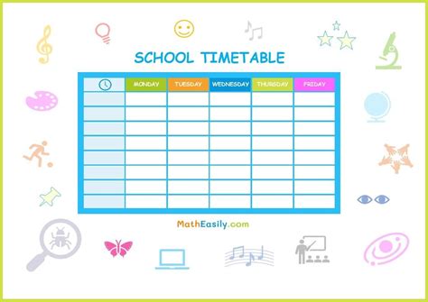 Printable School Timetable Template FREE Download