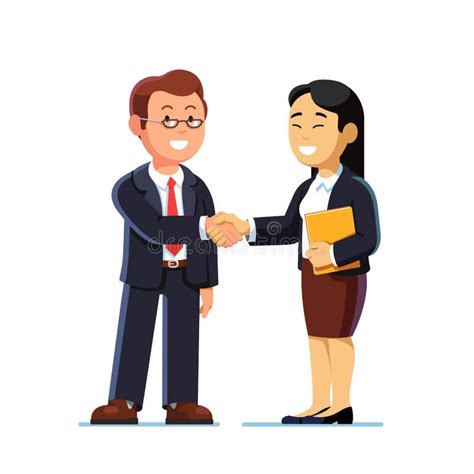 Businesswoman and Businessman Shaking Hands Stock Vector - Illustration ...