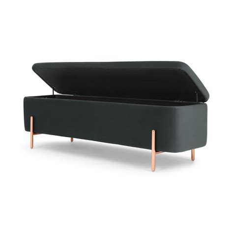Asare 150cm Upholstered Ottoman Storage Bench, Midnight Grey Velvet and ...