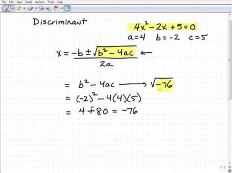 Discriminant Quadratic Equations - YouTube