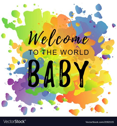 Welcome to the world baby on colorful background Vector Image