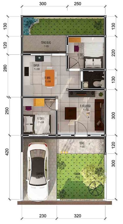 Denah Rumah Type 120 4 Kamar Tidur - Modern Minimalis