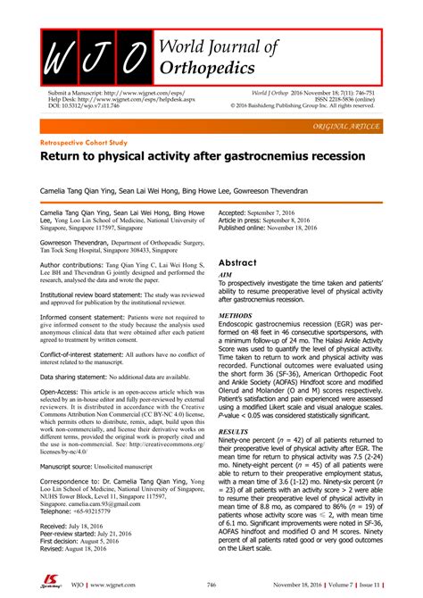 (PDF) Return to physical activity after gastrocnemius recession