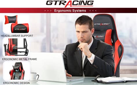 GTRACING Gaming Chair Racing Video Game Chair Ergonomic Backrest and Seat Height Adjustment ...