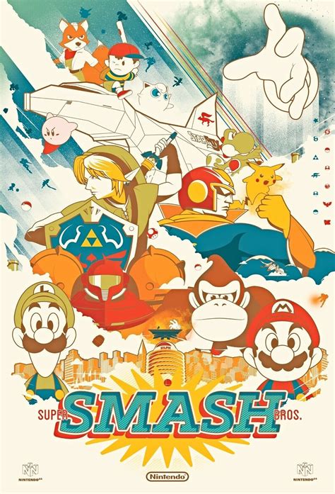 Retro Super Smash Bros Poster Canvas | Framed Art | Nintendo Classic ...