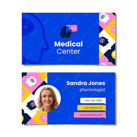 Premium Vector | Flat psychologist horizontal business card template