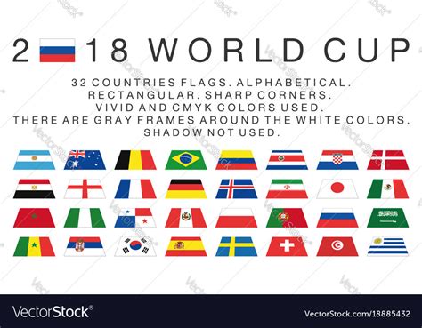 Rectangular flags of 2018 world cup countries Vector Image